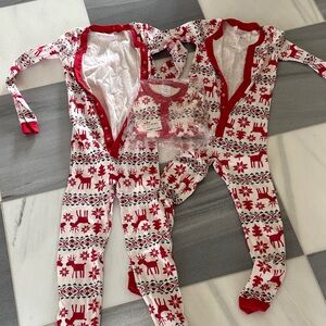 Hanna Andersson Red and White Kids Footie Pajamas - lot of size 8, 10 and 12